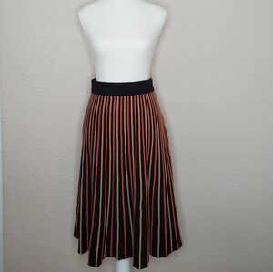 Pure Collection Wool & Cashmere Striped A-Line Skirt